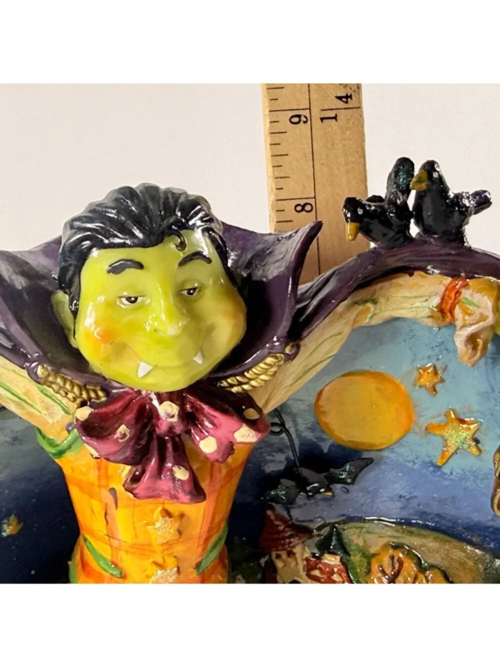 Vintage Whimsical Vampire Halloween Figurine Gothic Graveyard 9